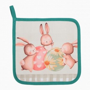 Прихватка «Этель. Пасхальный кролик», 19x19 см, саржа,100% х/л, ватин 250 г/м²