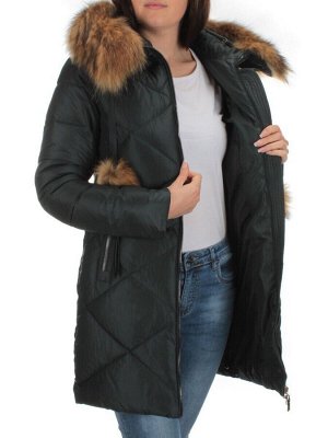 857 DK. GREEN Куртка зимняя женская (200 гр. холлофайбера)