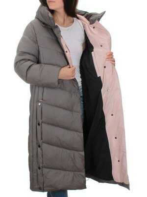 H-9196 GRAY/VIOLET Пальто зимнее женское (200 гр .холлофайбер)