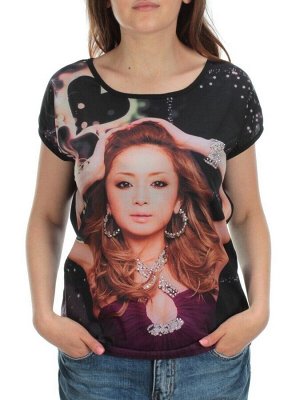 6107 BLACK Футболка женская (85% хлопок, 15% спандекс)
