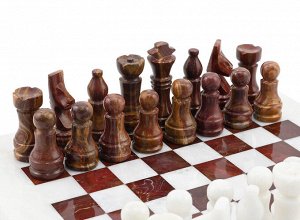 Шахматы из мрамора белого с ониксом коричневым 250*250мм