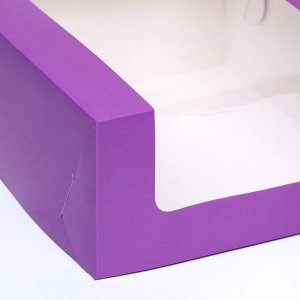 Кондитерская упаковка с окном,  сиреневая, 21 х 21 х 10 см
