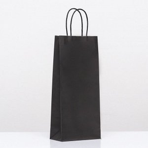 Пакет крафт под бутылку, чёрный,14x8x32 см