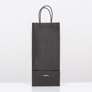 Пакет крафт под бутылку, чёрный,14x8x32 см