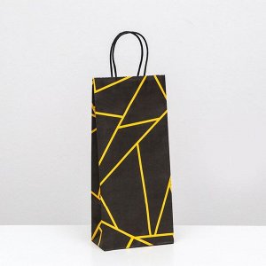 Пакет крафт под бутылку «Геометрия», 14x8x32 см