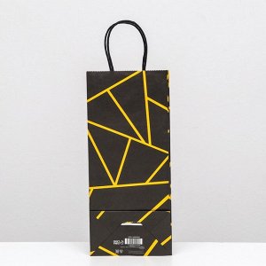Пакет крафт под бутылку «Геометрия», 14x8x32 см