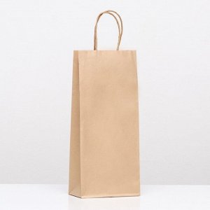 Пакет крафт под бутылку, Крафт, 14x8x32 см