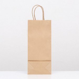 Пакет крафт под бутылку, Крафт, 14x8x32 см