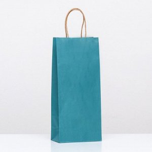 Пакет крафт под бутылку, «Лазурный», 14x8x32 см