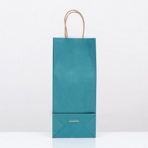 Пакет крафт под бутылку, «Лазурный», 14x8x32 см