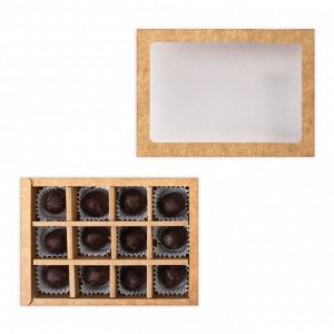 Коробка складная под 12 конфет, крафт, 19 х 15 х 3,6 см
