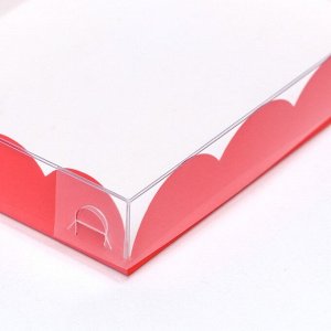 Коробка для печенья, кондитерская упаковка, красная, 14 х 10,5 х 2,5 см