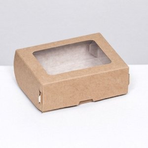 Контейнер на вынос, с окном, крафт, 10x8x3.5 см