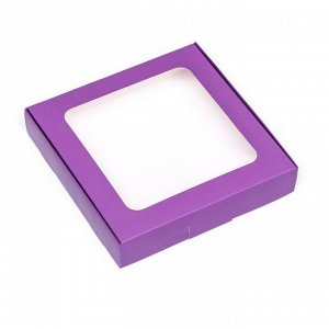 Коробка самосборная с окном сиреневая, 16 х 16 х 3 см