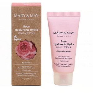 Mary&May Глиняная маска для глубокого увлажнения Rose Hyaluronic Hydra Wash off Pack