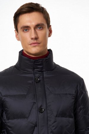 Мужская текстильная куртка на натуральном пуху с отделкой из трикотажа
