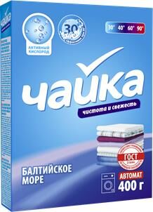 Чайка Балтийское море порошок стиральный 400гр. автомат чистота и свеж. д/в тип.белья карт./уп 1шт / 18шт / 04002 / 002133 Код: 3550020010