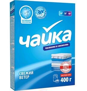 Чайка Свежий ветер порошок стиральный 400гр. руч.стирка актив.компл. д/в тип.белья карт./уп 1шт / 18шт / 82498 / 002553 Код: 3550021610