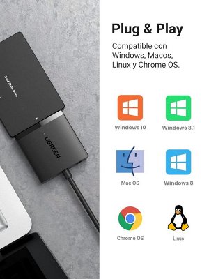 Конвертер USB-A 3.0 to 3.5''/2.5" SATA, Ugreen