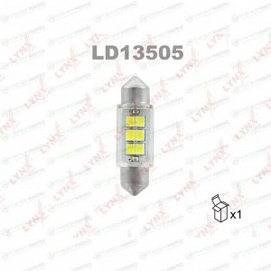 Лампа светодиодная LYNXauto Festoon C5W (SV8.5, T11x35), 12В, 5Вт, 6900К, 1 шт, арт. LD13505