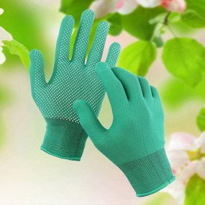 Перчатки рабочие нейлоновые 15 класс вязки с ПВХ ТОЧКА зеленые ...