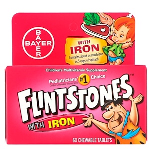 Flintstones, Детские мультивитамины с железом  60 жевательных таб.