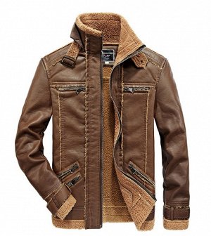 Мужская демисезонная куртка-дубленка, цвет Brown