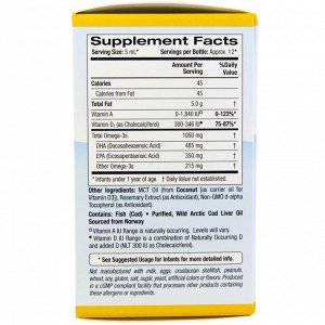 California Gold Nutrition, ДГА для детей, 1050 мг, Жирные кислоты Омега-3 с витамином D3, 2 ж. унц. (59 мл)