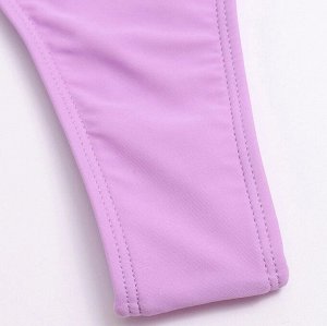 Женский пляжный комплект: раздельный купальник (лиф на завязках и со съемными чашками + трусики-стринги) + удлиненное платье-накидка с разрезами, светло-фиолетовый
