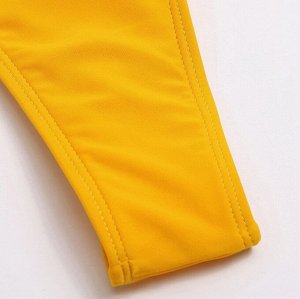 Женский пляжный комплект: раздельный купальник (лиф на завязках и со съемными чашками + трусики-стринги) + удлиненное платье-накидка с разрезами, оранжевый