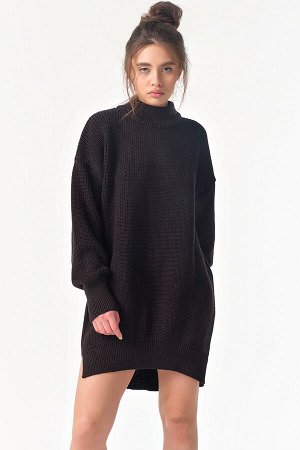 Платье-свитер вязаное свободного силуэта черное