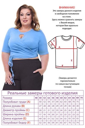 Топ-4047 Видео: https-//rutube.ru/embed/d3ead4faebbfca2a8cdb784d56a6c674/
Фасон: Топ
Материал: Трикотаж
Цвет: Синий
Длина рукава: Короткий рукав
Параметры модели: Рост 173 см, Размер 54

Топ "капель