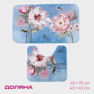 Коврики для ванной и туалета Доляна «Весна», 2 шт., 40x45 см, 45x75 см
