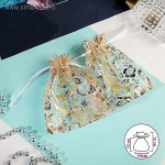 Мешочек подарочный &quot;Цветы с турецким огурцом&quot;, 10x12, цвет белый с золотом