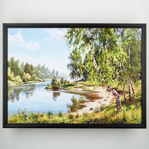 Картина "Берёзы у реки" в рамке 50х70см, цвет черный ПИ9