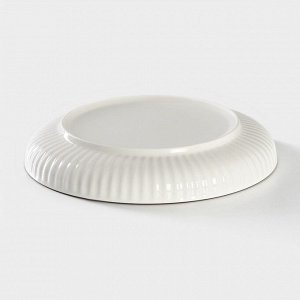 Тарелка керамическая обеденная «Иллюзия», d=21 см, цвет белый и серый
