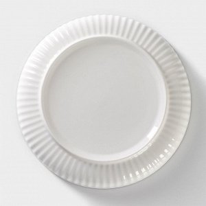 Тарелка керамическая обеденная «Иллюзия», d=21 см, цвет белый и серый