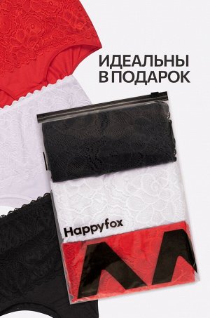 Женские кружевные трусы с высокой посадкой 3шт. Happyfox