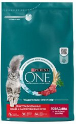 Purina ONE сухой корм для стерилизованных кошек Говядина/пшеница 3кг