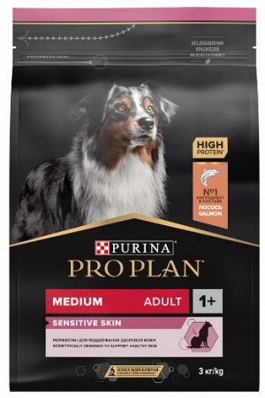 Pro Plan (Проплан) Medium Adult Sensitive сухой корм для собак средних пород Лосось/рис 3кг