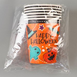 Стакан одноразовый бумажный Happy Halloween, 250 мл, набор 6 шт., на Хэллоуин