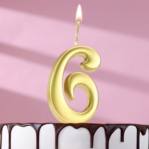 Свеча в торт «Цифра 6», 5.3 см, золотая