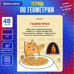 Тетрадь предметная &quot;КОТ-ЭНТУЗИАСТ&quot; 48 л., TWIN-лак, ГЕОМЕТРИЯ, клетка, подсказ, BRAUBERG, 404561