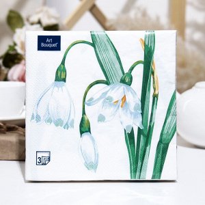 Салфетки бумажные Art Bouquet "Белый цветок", 3 слоя,33x33, 20 листов 9526342