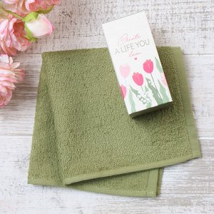 Полотенце махровое «Этель. Тюльпаны», 30x30 см, 100% хлопок, зелёное