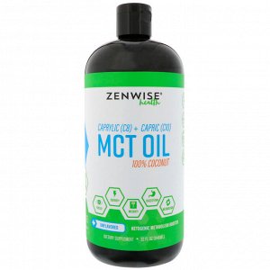 Zenwise Health, Каприловое (C8) + каприновое (C10) масло из среднецепочечных триглицеридов, 100%-ный кокос, без ароматизаторов,