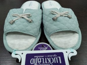 Тапочки женские домашние открытые цвет Зеленый