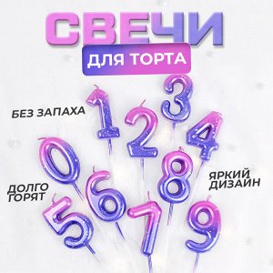 Свечи для торта на шпажках "Цифры" на день рождения, юбилей, без запаха, 6 x 3,5 см