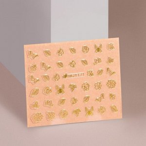 Наклейки для ногтей «Прованс», объёмные, металлизированные, цвет золотистый