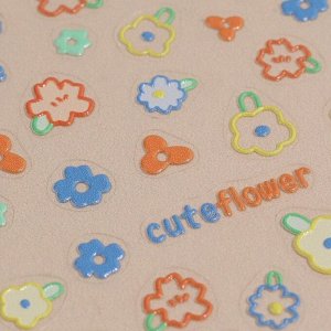 Наклейки для ногтей «Cute flowers», объёмные, разноцветные